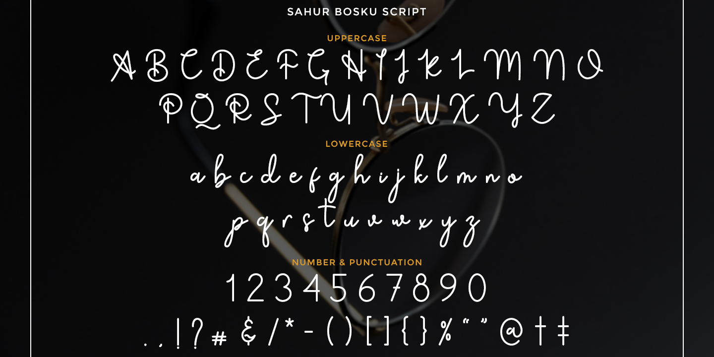 Beispiel einer Sahur Bosku Script Italic-Schriftart